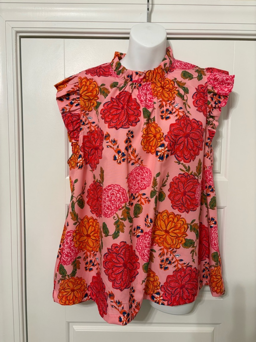 Umgee Floral Ruffle Sleeve Pink Top